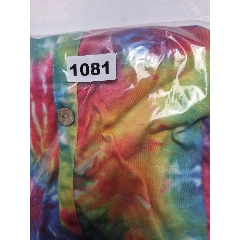 Tie Dye Strappy Short Dress M With Pockets Buttons And Cut Out Front‎ Festival